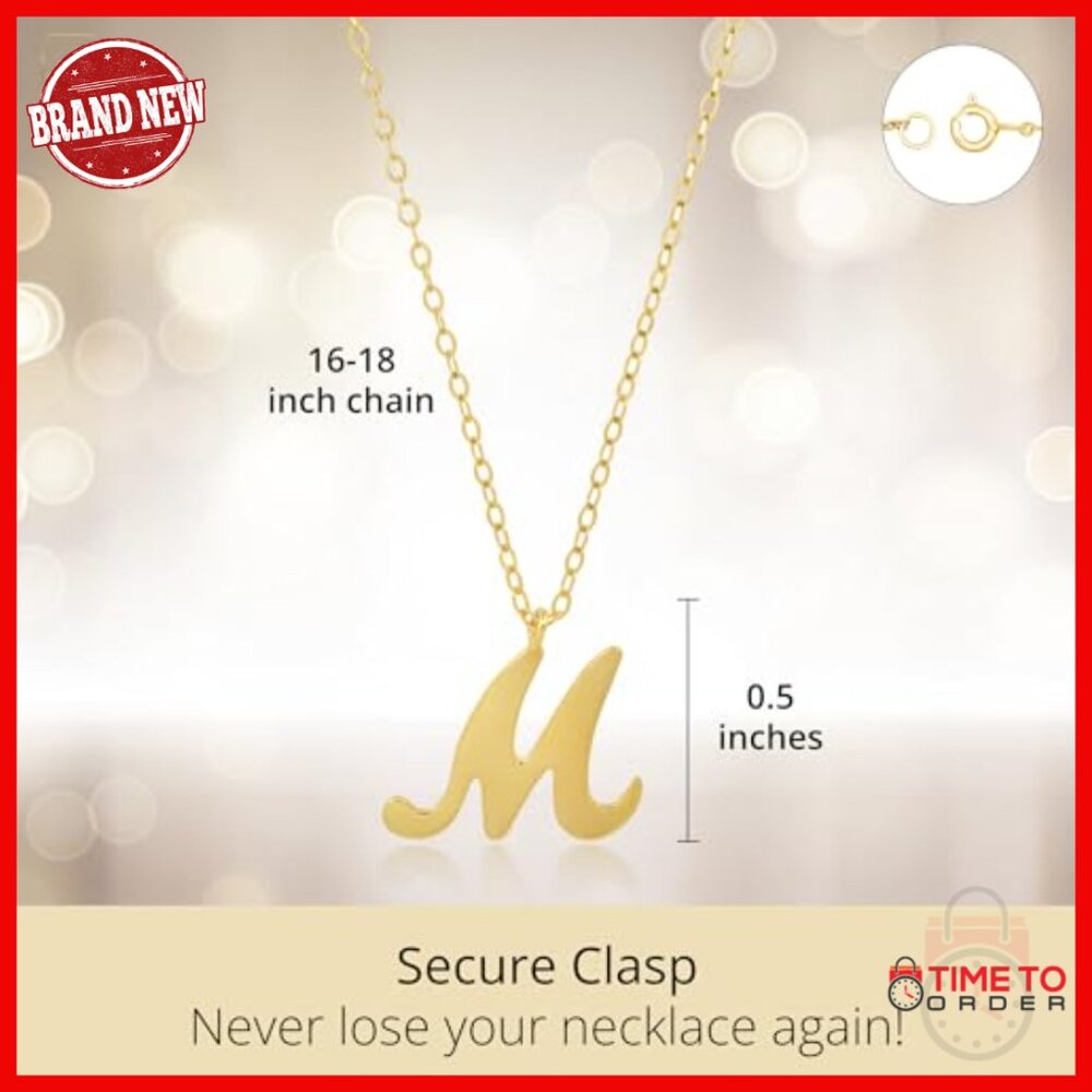 10k Solid Gold Dainty Script Initial Necklace 16+… - image 3